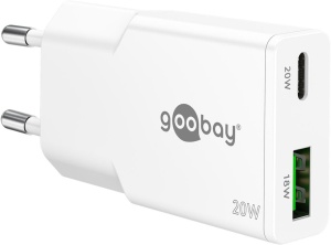Incarcator USB-C GaN Dual 20W Alb - goobay 75730