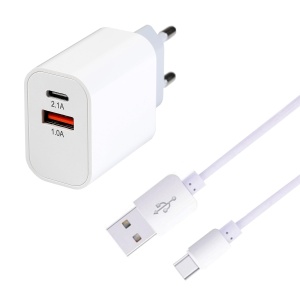 Incarcator USB-C MUTTO, 10W, 2 porturi, cablu USB-C 1m