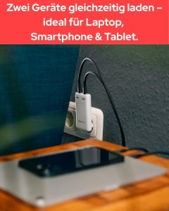 Incarcator Verbatim FoldnGo 65W GaN, 2x USB-C, Alb, Compact - Img 7