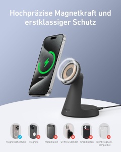 Incarcator wireless Anker MagGo 2-in-1, 15W, design elegant, compatibil cu iPhone si AirPods - Img 7