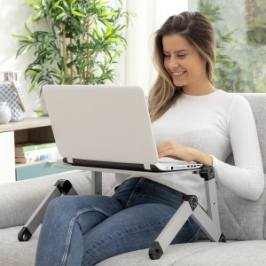 InnovaGoods - Masa reglabila pentru laptop aluminiu flexibila multipozitionala multifunctionala cu orificii de aerisire si tava suplimentara pentru mo - Img 2