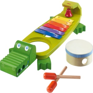 Instrument muzical HABA 302566 - Crocodil cu 4 instrumente sonore
