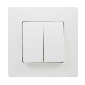 Intrerupator dublu Legrand Niloe Monoblock, 10AX, alb, mecanism complet