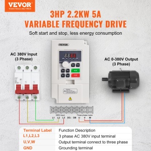 Inversor de frecventa VEVOR D100-2.2T4B-S, 2.2 kW, 3 PS, 5 A - Img 2