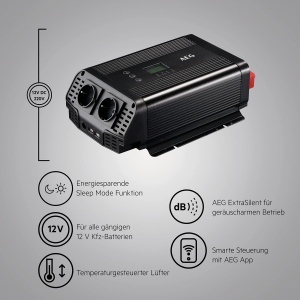 Inversor de tensiune AEG 600 W, 12 V DC la 230 V AC, cu control prin aplicatie - Img 2