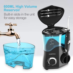 Irigator bucal TUREWELL 600 ml 10 trepte de presiune 8 duze multifunctionale Negru - Img 5