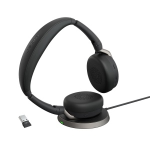 Jabra Evolve2 65 Flex - Casti Bluetooth stereo fara fir cu tehnologie de anulare a zgomotului Jabra ClearVoice si ANC hibrid - Compatibil cu platformele UC de top - Negru