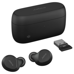 Jabra Evolve2 Buds True Wireless In-Ear Bluetooth cu anulare activa a zgomotului (ANC), tehnologie vocala cu 4 microfoane MultiSensor - Certificat pentru MS Teams si toate aplicatiile majore de intalnire - Negru