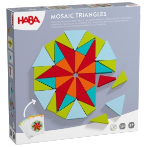 Joc de Constructie HABA Mosaik-Dreiecke 48 Piese din Lemn, 10 Carti cu Model