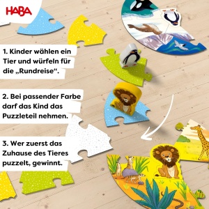 Joc de societate HABA Wo Leben Lowe Co. 4 piese puzzle si 4 figurine din lemn - Img 5