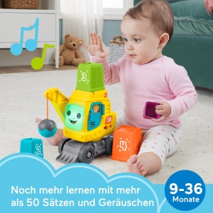Jucarie Baufahrzeug Fisher-Price HXF48 cu sunete, lumini si cric mobil, pentru copii 9 luni - Img 2