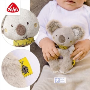 Jucarie cu inel pentru bebelusi Fehn Koala - Jucarie de plus Jucarie pentru bebelusi cu zornaitor - Jucarie pentru abilitati motorii pentru invatare jucausa - Jucarie de plus ca ajutor pentru somn - Jucarii pentru bebelusi si copii mici de la 0+ luni - Img 4
