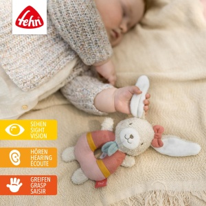 Jucarie de motricitate Hase Fehn, cu Rassel, din bumbac, pentru bebelusi - Img 2