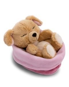 Jucarie de plus NICI Caine 12cm, bej, cu cosulet roz