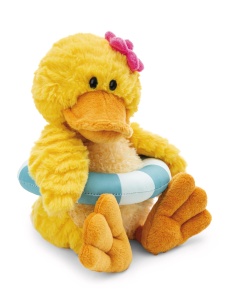 Jucarie de plus NICI Ente Pooline 62898 35 cm galben cu colac si floare roz