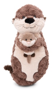 Jucarie de plus NICI Otter Oda & Odalina 40 x 20 cm - perna de plus 2 in 1 din plus moale, perna decorativa in forma de vidra pentru copii si adulti, 49169, idee de cadou grozava, bej si gri