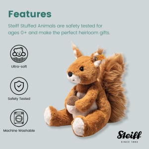 Jucarie de Plus Steiff Phil Veverita 20cm, Culoare Rotbuna, Usor de Curatat - Img 5
