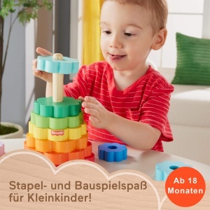 Jucarie de Stivuire Fisher-Price HXT77, din Lemn, 10 Piese, Colorate - Img 3