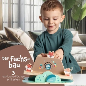 Jucarie din lemn Chicco Fuchsbau cu 3 figurine, activitati Montessori, pentru copii de la 2 ani - Img 2