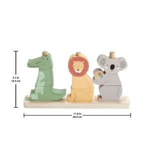 Jucarie din lemn Fisher-Price pentru sortare si stivuire animale, 9 blocuri - Img 6