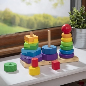 Jucarie din lemn Melissa Doug - Set 25 piese, forme geometrice, pentru copii 2 - Img 9