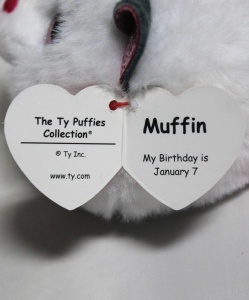 Jucarie din plus Ty Muffin Pisica Beanie Balls - Minge pufoasa, ochi stralucitori - Img 5