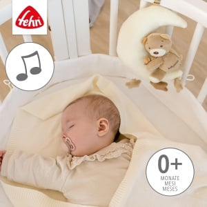 Jucarie muzicala Fehn Teddy in Luna 20 cm melodie Brahms Wiegenlied lavabila - Img 4