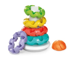 Jucarie pentru bebelusi Clementoni Bunte Stapelringe - 5 inele colorate din plastic reciclat - Img 6