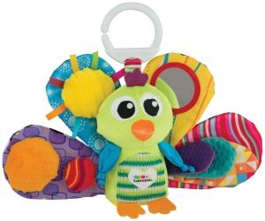 Jucarie pentru bebelusi Lamaze LC27013 Jacques paun colorat cu clip perfect pentru carucior si scaun auto