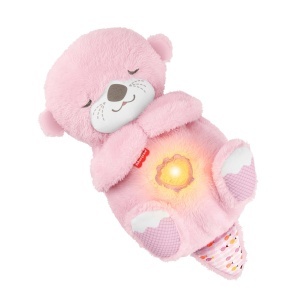 Jucarie Plus Fisher-Price Schlummer-Otter, Portabila, Roz, cu Muzica si Lumini