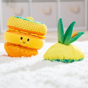 Jucarie senzoriala pentru bebelusi Melissa Doug, Ananas, 6-12 luni, 5 piese, texturi si sunete - Img 9