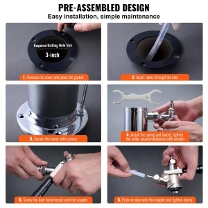 Kegerator VEVOR TJZQBFPQGZ-S-EU Turn de Bere din Otel Inoxidabil Sistem S-Cuplaj Regulator W218 - Img 6