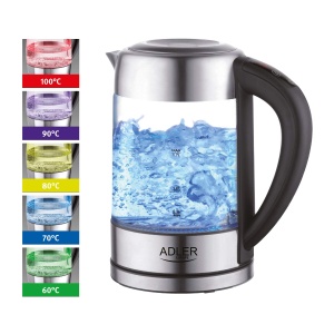 Kettle electric Adler AD 1247, 1,7L, 2200W, din inox si sticla, cu selectie temperatura - Img 5