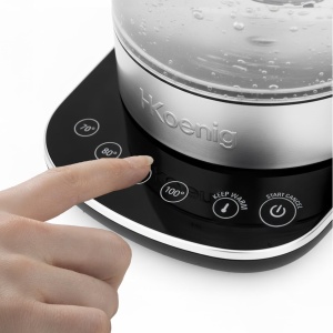 Kettle electric H.Koenig BO600, 1.5 L, 2200 W, sticla si otel inoxidabil - Img 4