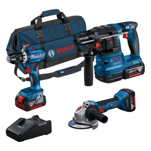 Kit combinat Bosch Professional 18V GSB 18V-45, GBH 18V-22, GWS 18V-8, 3x GBA 4.0Ah