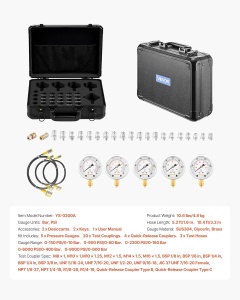 Kit de Testare a Presiunii Hidraulice VEVOR YS-0200A, 10-600 Bar, 5 Manometre - Img 7
