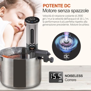 KitchenBoss Sous Vide G310 Argintiu IPX7 Rezistent la Apa Control Precizie 40-90degC - Img 4