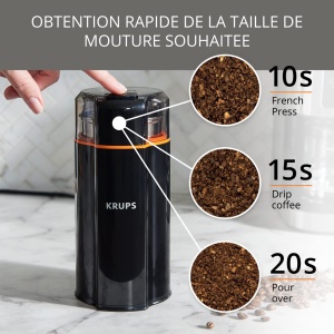 Krups GX3328 Rasnita electrica de cafea si condimente Silent Vortex | Rasnita 3 in 1 pentru boabe de cafea, condimente, ierburi | super silentios | Se poate folosi in masina de spalat vase | Bol de macinat detasabil + capac | Negru - Img 4