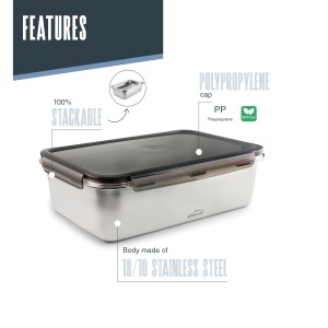 Lacor Ecoinox Pro 64676 Cutie Etansa 65L Inox 1810 Capac ClipLock - Img 3