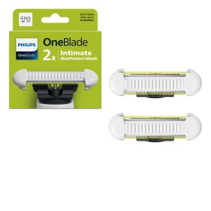 Lame intime Philips OneBlade - 2x lame de schimb SkinProtect, tunderea si barbieritul zonei intime cu protectie suplimentara a pielii, QP229/50
