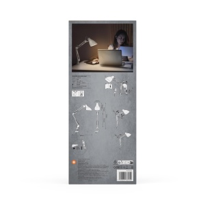 Lampa de birou LEDVANCE Office Line E27, alba, cu clip si doua articulatii - Img 6