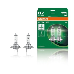 Lampa de far Osram Ultra Life H7 12V 55W, 20 mai multa lumina, durata lunga