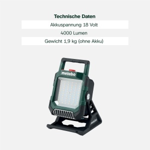 Lampa de lucru Metabo BSA 18 LED 4000, 18 V, 4000 Lumen, IP54 - Img 4