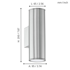 Lampa de perete exterior LED Eglo Riga, 2 fasii luminoase, IP44, otel galvanizat, argintiu - Img 6