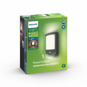Lampa de perete Philips Samondra, 12 W, 2700 K, impermeabila, antracit