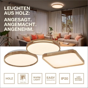 Lampa LED de tavan Osram ORBIS Woodburry, 16W, 1000lm, 3000K, cu decor din lemn - Img 6