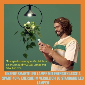 Lampa LED inteligenta WiZ A60, E27, Energie clasa A, economisire energie 40 - Img 3