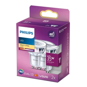 Lampa LED Philips GU10, 35W, lumina calda, 2 bucati