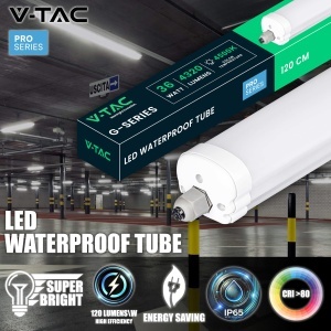 Lampa LED V-TAC Feuchtraumleuchte 120 CM 36W IP65, 4320 Lumen - Img 2