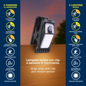 Lampa Solara BEPER P207ILO003 cu Senor de Miscare, 3 Moduri de Iluminare, IP65 - Img 2